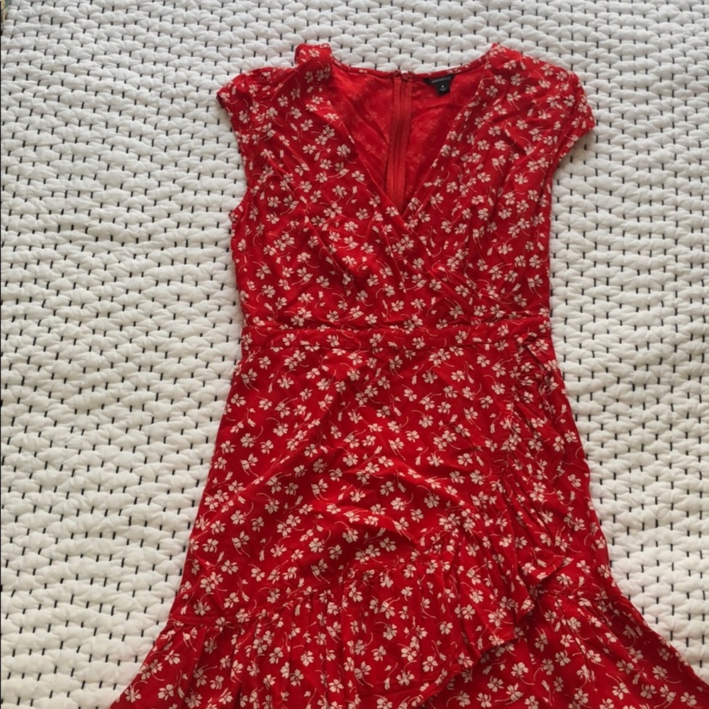 J CREW red flouncy floral mini dress